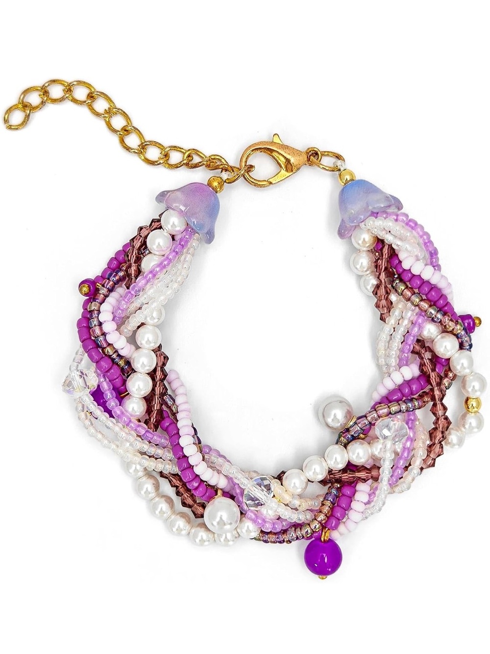 Anthropologie Lavender Braided Pearl and Bead Bracelet - Picture 6 of 6